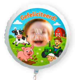 Boerderij Gefeliciteerd folie ballon XL met eigen foto 58cm