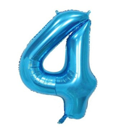Folieballon vier blauw 1m