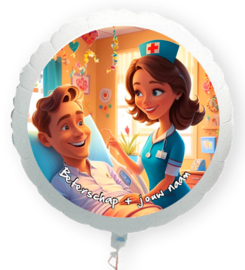 Beterschap knappe zuster folie ballon XL met eigen naam 58cm