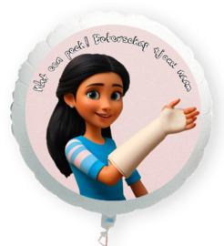 Wat een pech gebroken arm meisje folie ballon XL met eigen naam 58cm