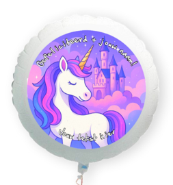 Eenhoorn Gefeliciteerd folie ballon XL met eigen naam en tekst 58cm