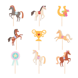 Paard pony toppers 9 stuks 11cm