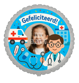 Ziekenhuis Gefeliciteerd folie ballon XL met eigen foto 58cm
