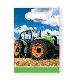 Boerderij tractor feestzakjes plastic 8st