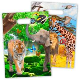 Safari jungle feestzakjes 8 stuks 28x18cm