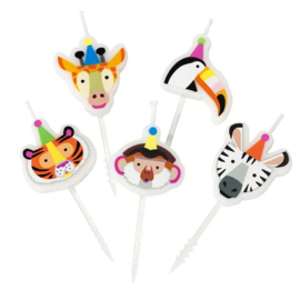 Safari jungle taartkaarsjes 5 stuks 6,7cm