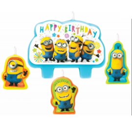 Minions kaarsjes 4 stuks