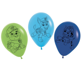 Paw Patrol ballonnen blauw/groen 5st 30cm