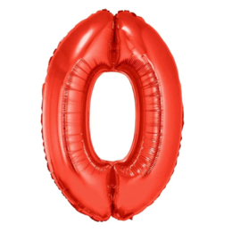 Cijfer nul rood folie ballon 86cm
