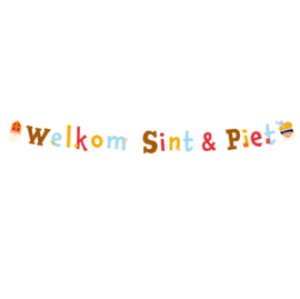 Welkom Sint en Piet letterslinger karton 150cm