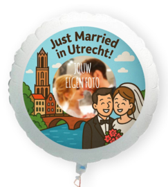 Just Married in Utrecht folie ballon XL met eigen foto 58cm