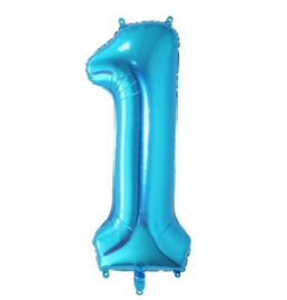 Folieballon één blauw 1m