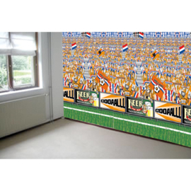 Oranje voetbalstadion muur versiering 240x180cm