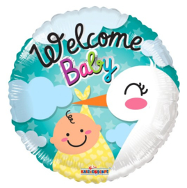 Welkom baby jongen folie ballon 45cm