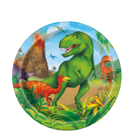 Dinosaurus bordjes 8 stuks 18cm