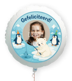Pinguin ijsbeer folie ballon XL met eigen foto 58cm