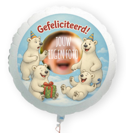 ijsberen gefeliciteerd folie ballon XL met eigen foto 58cm