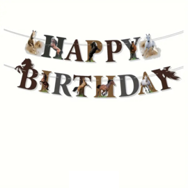 Paarden Happy Birthday letterslinger karton