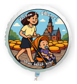 Geboorte Alkmaar baby folie ballon XL met eigen tekst 58cm