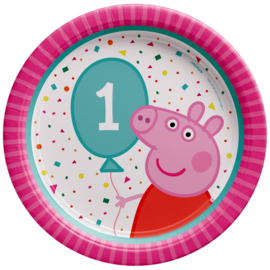 Peppa Pig bordjes 1 jaar 8 stuks 18cm