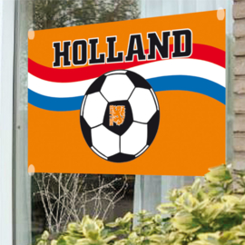 Oranje voetbal raamvlag 100x150cm