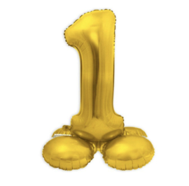 Folie ballon cijfer 1 goud staand 72cm
