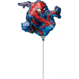 Spiderman folie ballon op stok  17x25cm