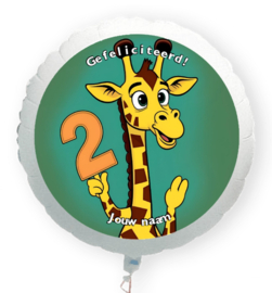 Safari giraf 2 jaar folie ballon XL met eigen naam 58cm