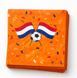 Oranje voetbal WK servetten 20 stuks 33x33cm