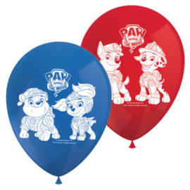 Paw Patrol ballonnen rood blauw 8st