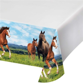 Paarden tafelkleed plastic 137x259cm
