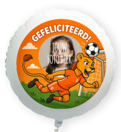 Oranje leeuwinnen voetbal folie ballon XL met eigen foto 58cm