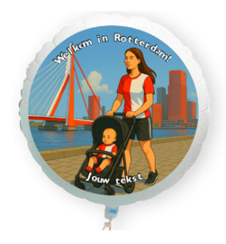 Geboorte Rotterdam voetbal baby folie ballon XL met eigen tekst 58cm