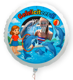 Dolfijn folie ballon XL met eigen foto 58cm