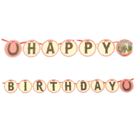 Paarden letterslinger karton Happy Birthday