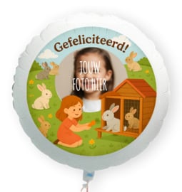 Konijn huisdier folie ballon XL met eigen foto 58cm
