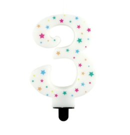 Taartkaars cijfer 3 8,5cm