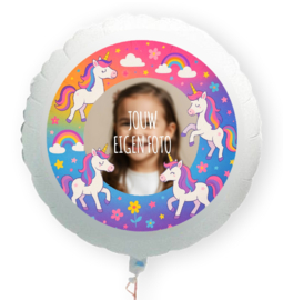 Eenhoorn folie ballon XL met eigen foto 58cm