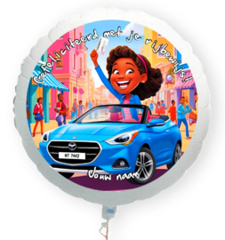 Gefeliciteerd met je rijbewijs folie ballon XL met eigen naam 58cm