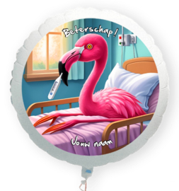 Beterschap flamingo folie ballon XL met eigen naam 58cm