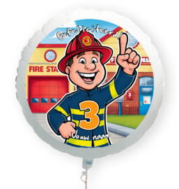 Brandweer 3 jaar folie ballon XL met eigen naam 58cm