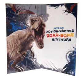 Jurassic World verjaardagskaart 12,3x22,8cm