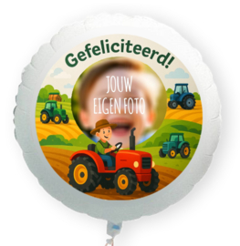 Tractor Gefeliciteerd folie ballon XL met eigen foto 58cm