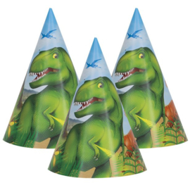 Dinosaurus feesthoedjes 8 stuks