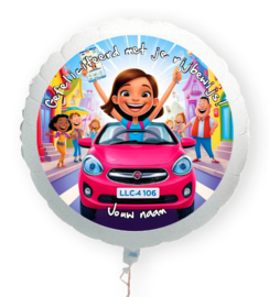 Gefeliciteerd met je rijbewijs folie ballon XL met eigen naam 58cm