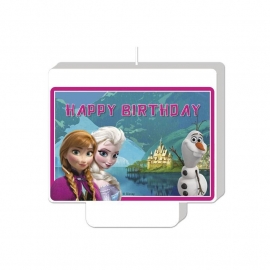 Frozen kaars Happy Birthday 9x8,5cm