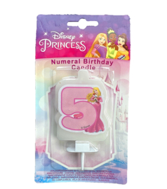 Disney prinsessen taartkaars cijfer vijf 6cm