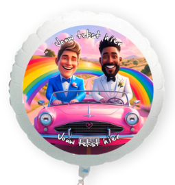 Huwelijk bruiloft twee mannen folie ballon XL met eigen tekst 58cm