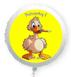 Beterschap eend met koortsthermometer folie ballon XL met eigen naam 58cm