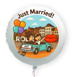 Just Married in Roermond folie ballon XL met eigen tekst 58cm